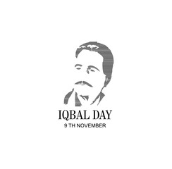 Allama Iqbal Day, November 9. National Poet of Pakistan. Vector Illustration