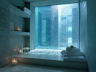 Winter Spa Retreat With Frosted Window Light