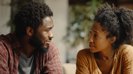 A couple engaged in a serious and emotional conversation, their expressions and body language reflecting tension and unresolved conflict.