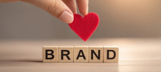 The Brand with a Heart Hand Placing a Red Heart Above Wooden Letter Blocks