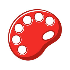 Fototapeta premium Illustration of a Red Artists Palette with paint well for mixing bright creative colors