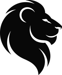 Lion Head Side View Silhouette – Majestic Wild Animal Vector Illustration