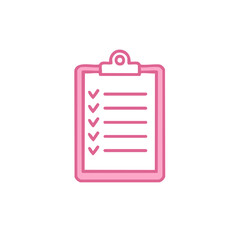 Pink Clipboard To Do List Icon with Checked and Unchecked Tasks, Daily Agenda Concept