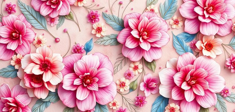 Intricate watercolor floral pattern, pastel hues, soft focus, wedding, delicate