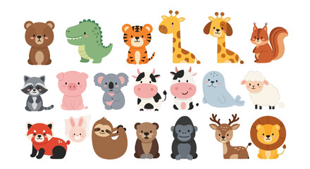Adorable Animal Character Set for Children's Designs