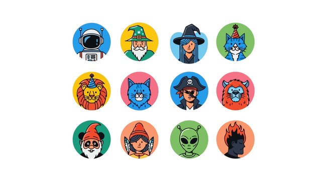 Diverse Circle Avatar Collection Unique Profile Icons for Modern Design