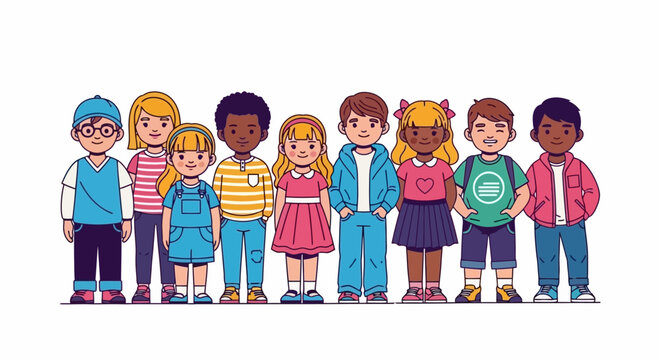 Diversity of Children Illustration A group of kids from different backgrounds - Powered by Adobe