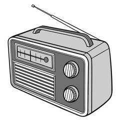 Vintage Portable Radio with Antenna and Knobs vintage radio retro radio