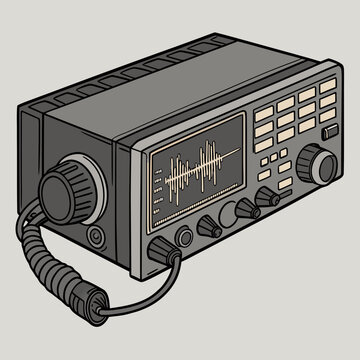 Vintage Ham Radio With Oscilloscope And Microphone transceiver amateur radio