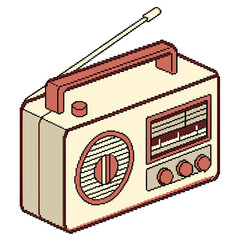 Pixelated Vintage Radio With Speaker And Knobs pixel art retro radio