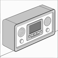 Obraz premium Retro Style Radio with Screen and Speakers Isometric View vintage music