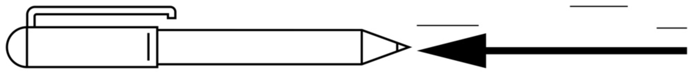 Obraz premium Pen concept. Pen outlines with an arrow the idea of motion and direction. Pen and arrow for creativity, navigation, design, forward thinking, and decision-making