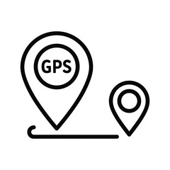 Gps navigation route tracking with two location pins, illustrating a journey or destination path