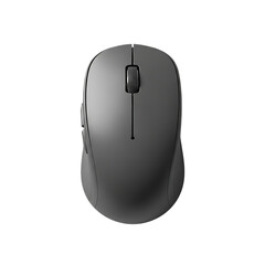 Gray computer mouse with scroll wheel and buttons isolated on a transparent background