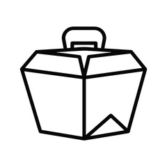 Line art icon of a classic chinese food takeout box, ready for delivery or takeaway meal service