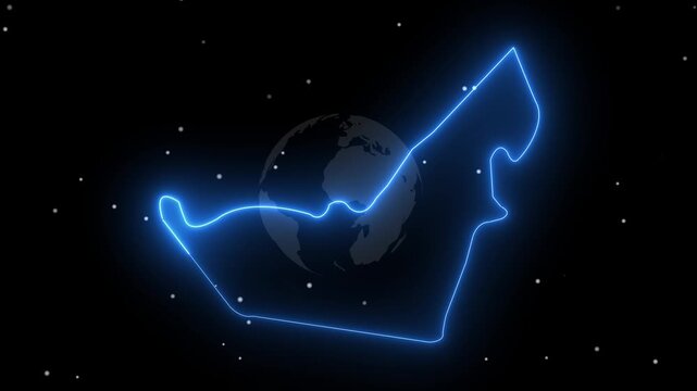 Abstract neon USA map, of United States of America showing different states. Animated usa contiguous lower u.s. state neon map on an isolated technical background. 4k video 