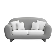 Modern gray sofa with white cushions isolated on a transparent background couch furniture