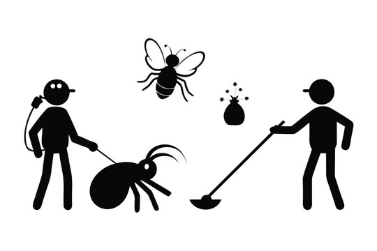 Two anonymous figures tend to various abstract shapes on a white background, minimal design