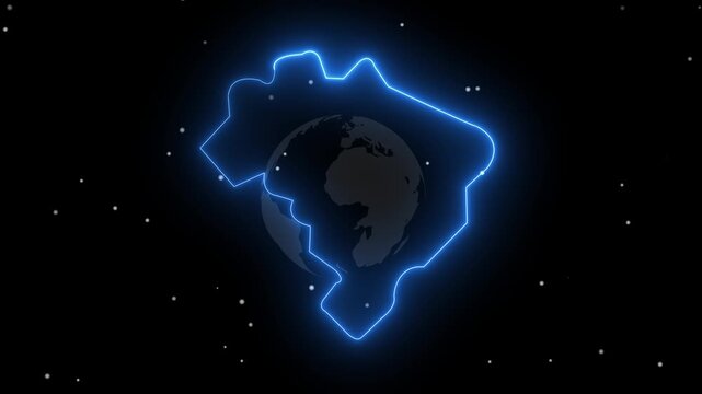Abstract neon USA map, of United States of America showing different states. Animated usa contiguous lower u.s. state neon map on an isolated technical background. 4k video 