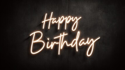 Obraz premium Neon happy birthday sign transparent