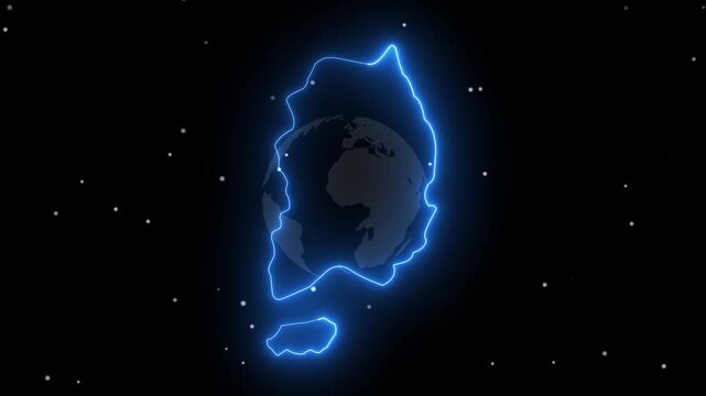Abstract neon USA map, of United States of America showing different states. Animated usa contiguous lower u.s. state neon map on an isolated technical background. 4k video