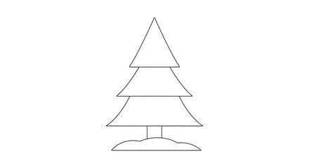 Fototapeta premium A simple line drawing of a christmas tree with snow at its base