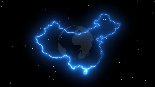 Abstract neon USA map, of United States of America showing different states. Animated usa contiguous lower u.s. state neon map on an isolated technical background. 4k video 