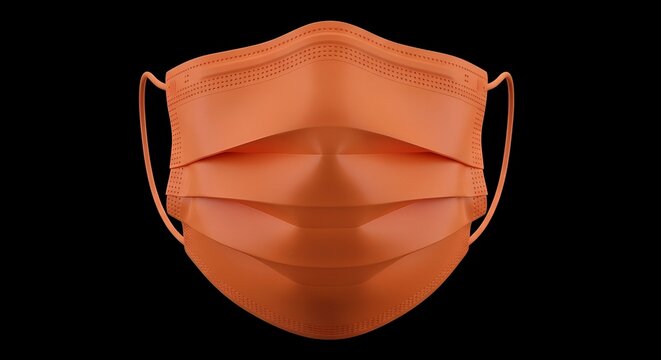Orange disposable medical face mask for health safety illustration