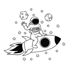 astronaut silhouette design. spaceman in galaxy.