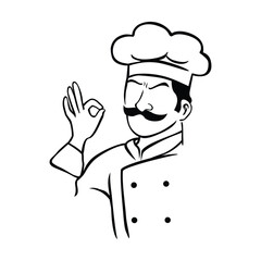 line chef logo design. profession icon and symbol.