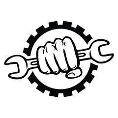 hand hold wrench logo  mechanic symbol.