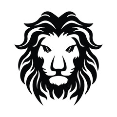 lion head silhouette design. wild predator animal in jungle.