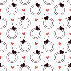 Valentines Day Doodle Ring Pattern Cute Seamless Love Background