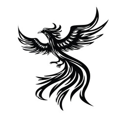 Phoenix silhouette logo design. mythology bird illustration.