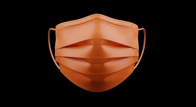 Orange disposable surgical face mask for medical use illustration