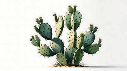 Green Cactus Plant Isolated On White Background Desert Icon