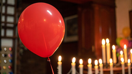 cozy christmas ball and candle setup