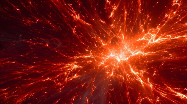 Fiery abstract explosion with red and orange energy radiating outwards, creating a dynamic and intense visual effect.