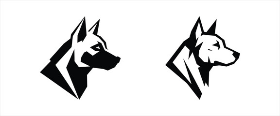 Dog Head Profile Vector Logos in Black and White for Design and Branding