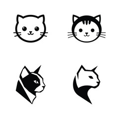 A charming collection of minimalist cat head vector icons, perfect for illustrating various design concepts and modern digital projects