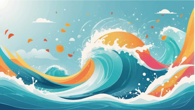 Abstract blue sea wave pattern background illustration for summer beach design