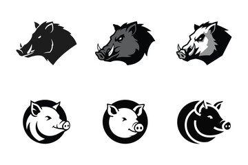 Boar Vector Illustrations Six Variations of a Wild Pig Design for Logo or Graphic Use