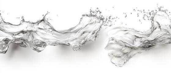 Dynamic flows of transparent liquid create an effect of movement and freshness, ideal for atmospheric backgrounds in advertisements for beverages or purification systems.