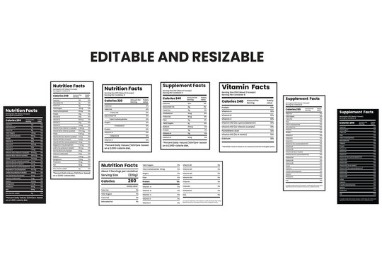 supplement facts and vitamin facts template nutrition facts template