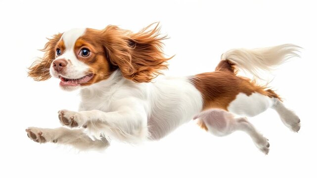 Video Dog in mid-air jump with a happy expression
