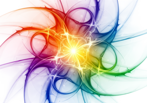 Dynamic rainbow burst of light and flowing energy