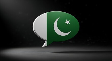 Pakistan flag in a speech bubble for national pride and patriotic social media posts, celebrating independence day or sports achievements with modern design