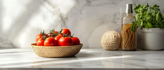 Elegant Marble Tray with Noodle Bowl