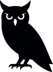 Black owl silhouette on white bird