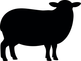 Black sheep silhouette standing animal farm